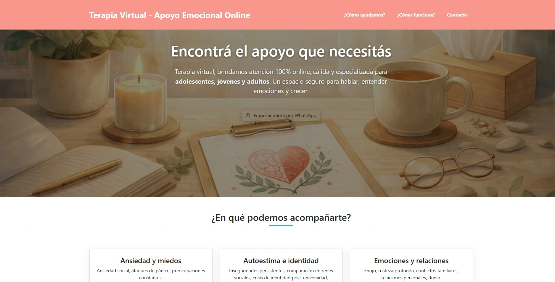 Ejemplo landing page servicios profesionales